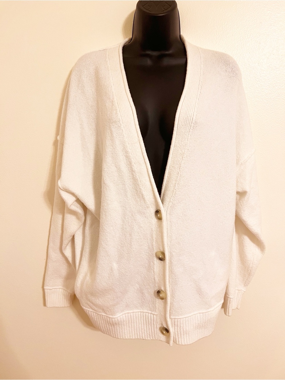 Hollister White Button Down Cardigan